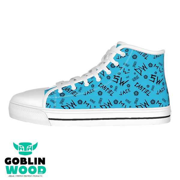 Initials - Sky Blue Canvas Hi - Top Shoe - Supernatural Inspired - Goblin Wood Exclusive - Goblin Wood