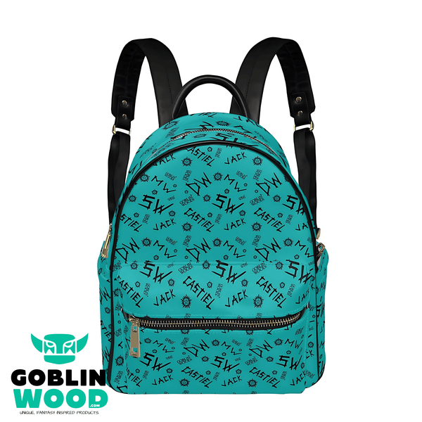 Initials - Teal AOP Mini Backpack - Supernatural Inspired - Goblin Wood Exclusive - Goblin Wood