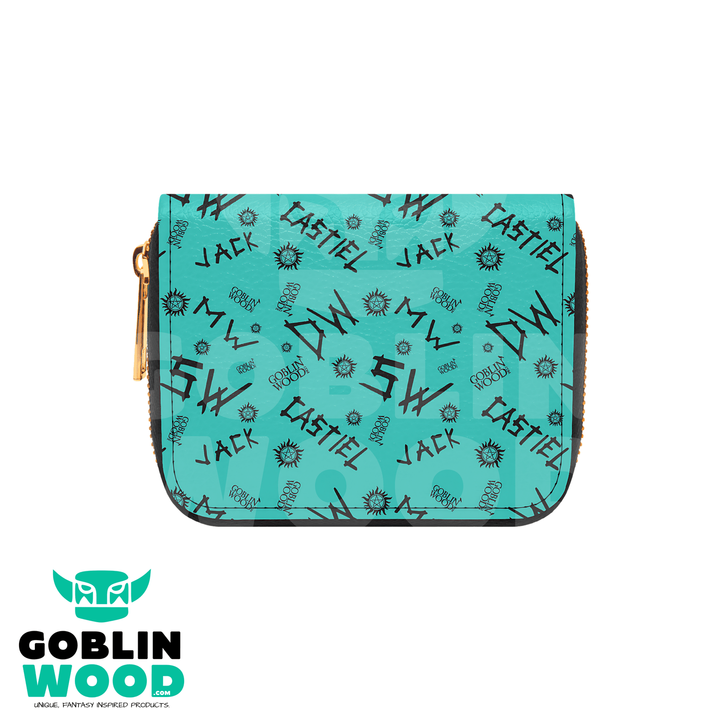 Initials (Teal) - Bifold Zipper Purse - Supernatural Inspired - Goblin Wood Exclusive - Goblin Wood