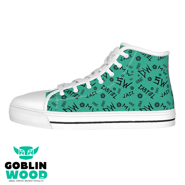 Initials - Teal Canvas Hi - Top Shoe - Supernatural Inspired - Goblin Wood Exclusive - Goblin Wood