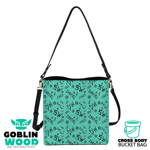 Initials (Teal) - Cross Body Bucket Bag - Supernatural Inspired - Goblin Wood Exclusive - Goblin Wood