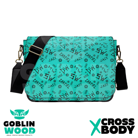 Initials (Teal) - PU Cross Body Hand Bag - Supernatural Inspired - Goblin Wood Exclusive - Goblin Wood