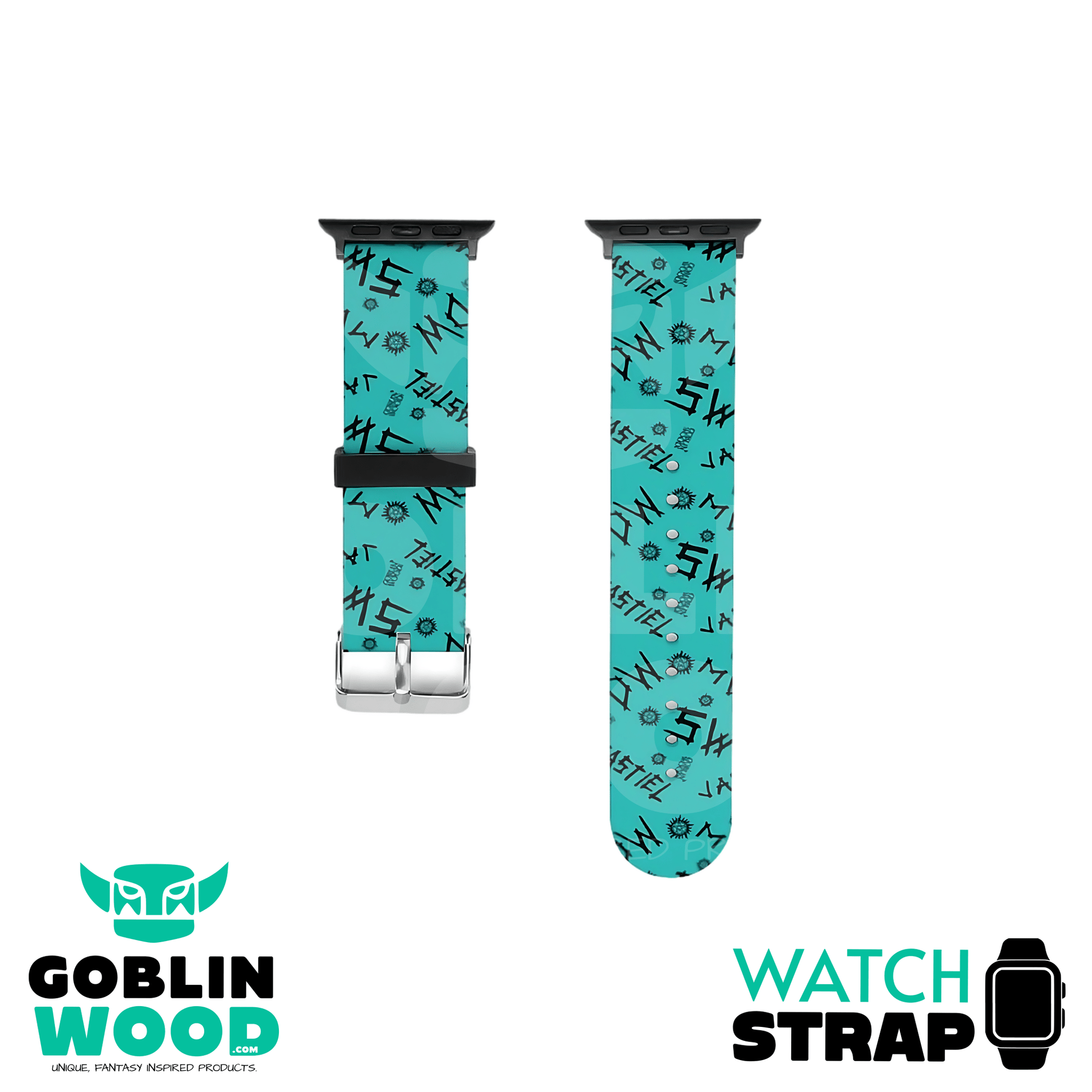 Initials (Teal) - Silicone Smart Watch Strap - Supernatural Inspired - Goblin Wood Exclusive - Goblin Wood