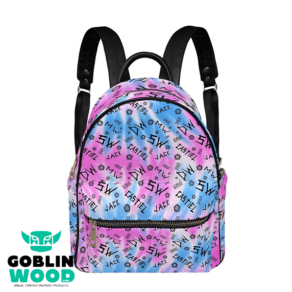 Initials - Tie - Dye (Candy Floss) AOP Mini Backpack - Supernatural Inspired - Goblin Wood Exclusive - Goblin Wood