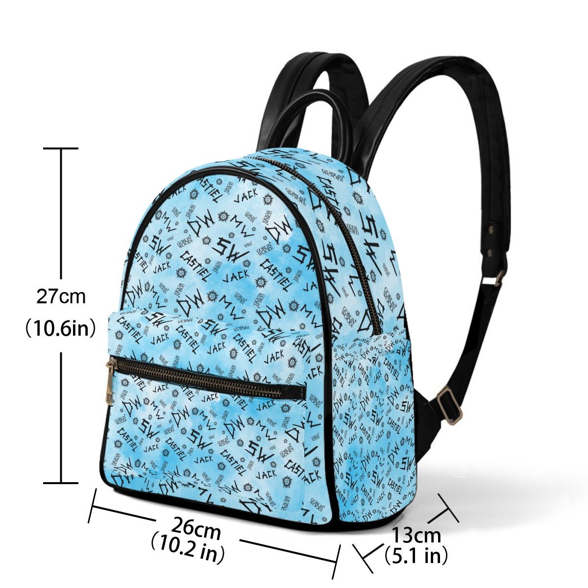 Initials - Tie - Dye (Clouds) AOP Mini Backpack - Supernatural Inspired - Goblin Wood Exclusive - Goblin Wood