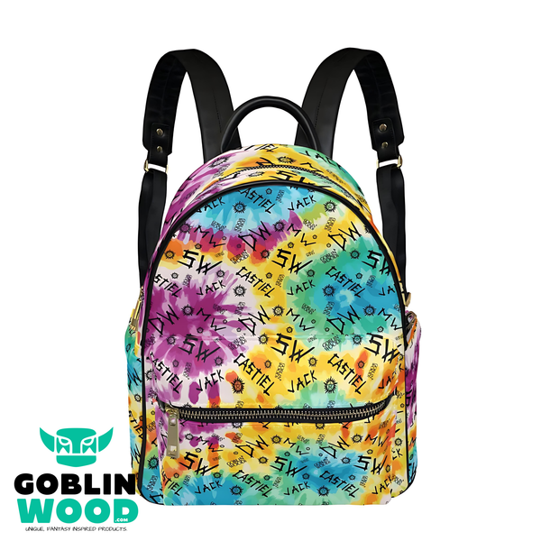 Initials - Tie - Dye (Festival) AOP Mini Backpack - Supernatural Inspired - Goblin Wood Exclusive - Goblin Wood