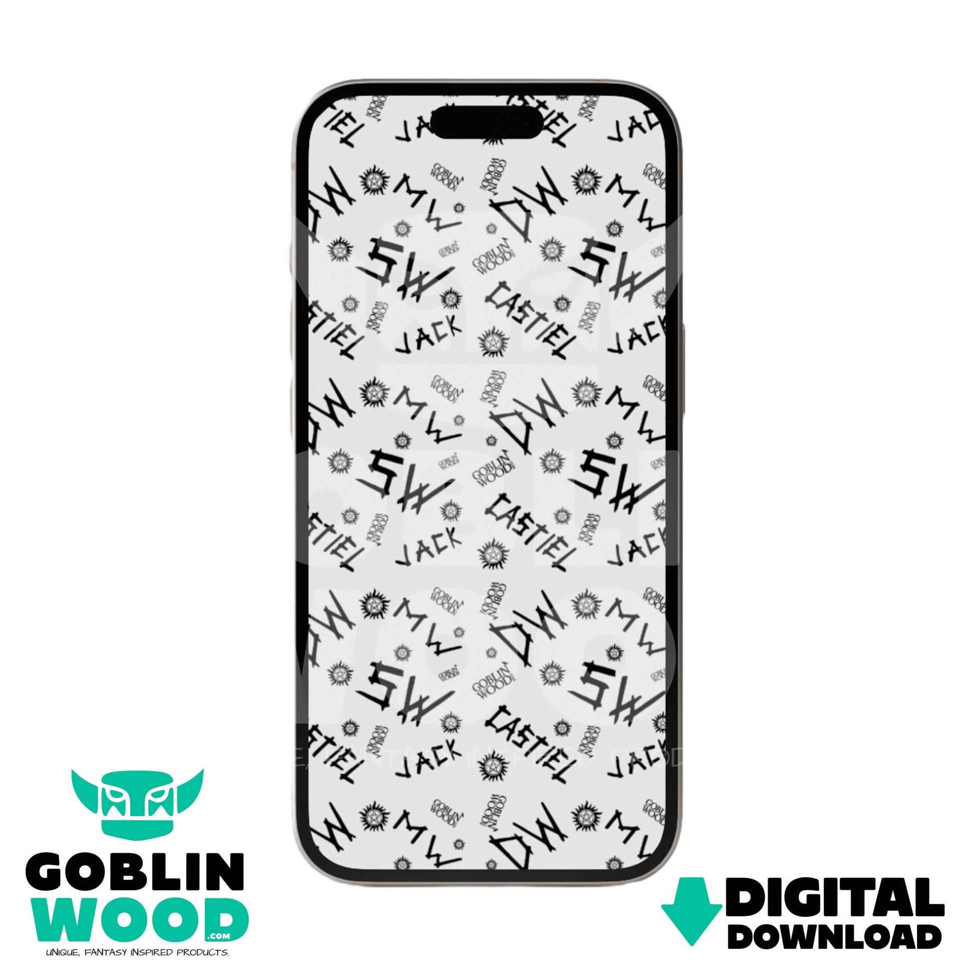 Initials - (White) - Supernatural Inspired Digital Screen Background - Goblin Wood Exclusive - Goblin Wood