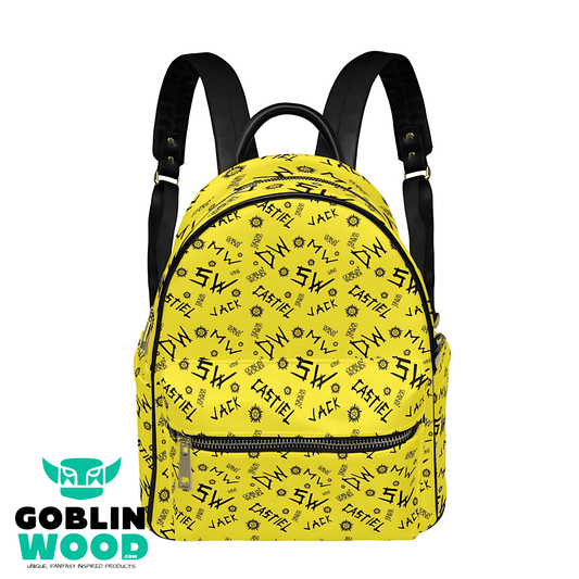 Initials - Yellow AOP Mini Backpack - Supernatural Inspired - Goblin Wood Exclusive - Goblin Wood