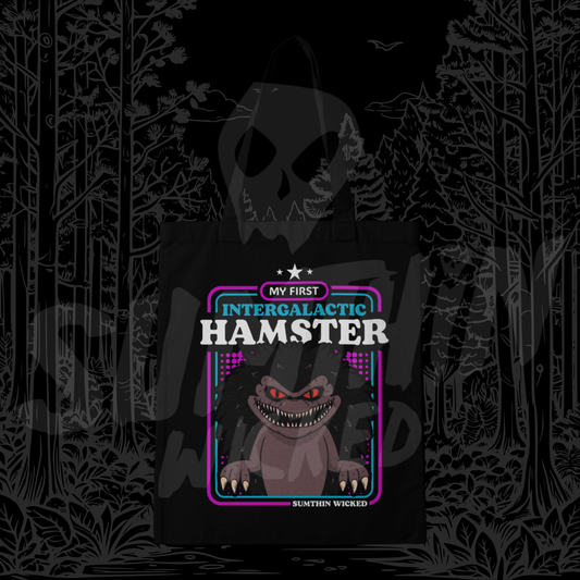 Intergalactic Hamster - Black Cotton Tote Bag - Critters Inspired - Sumthin Wicked Exclusive - Goblin Wood