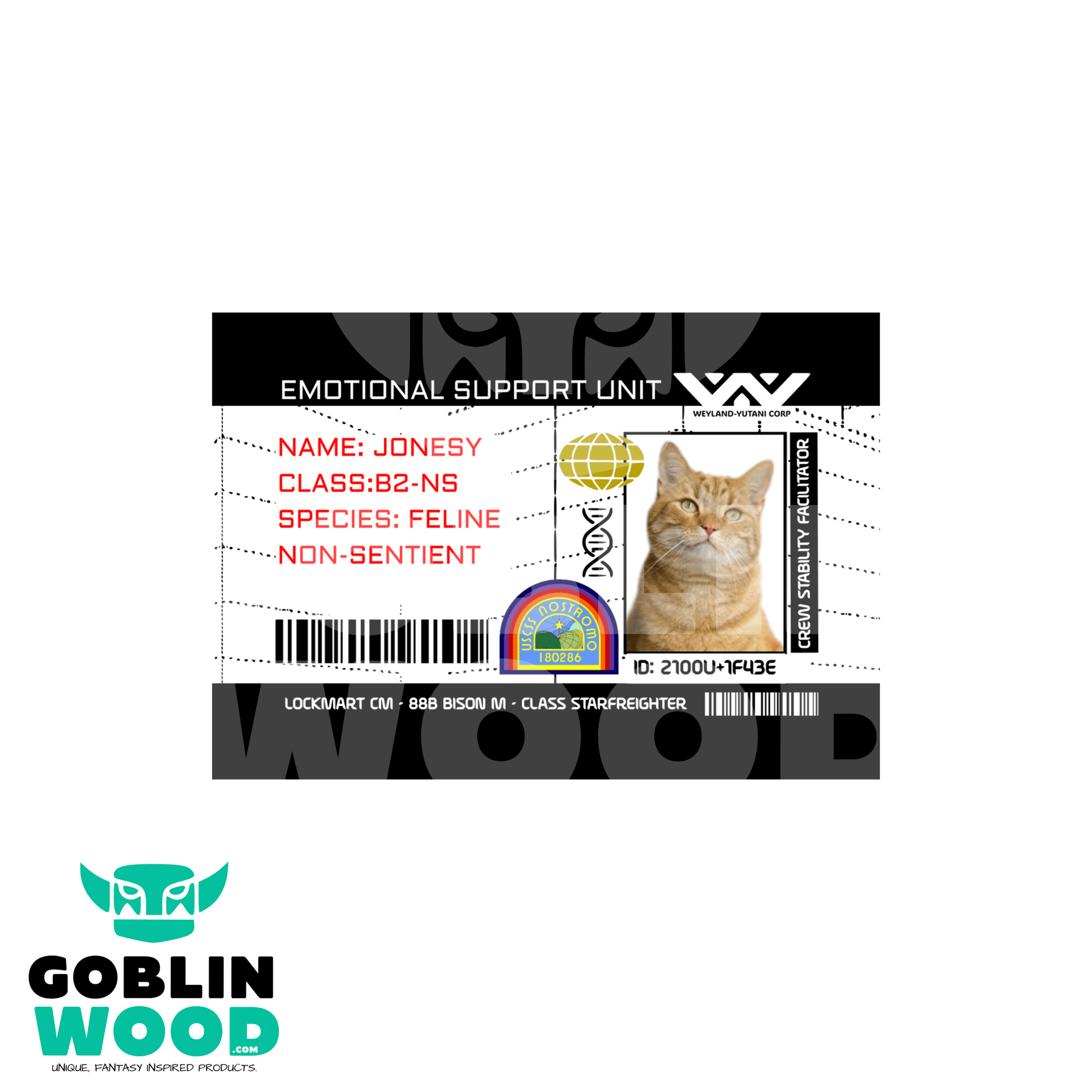 Jonesy - Emotional Support Unit ID Card -  - Goblin Wood Exclusive - Goblin Wood