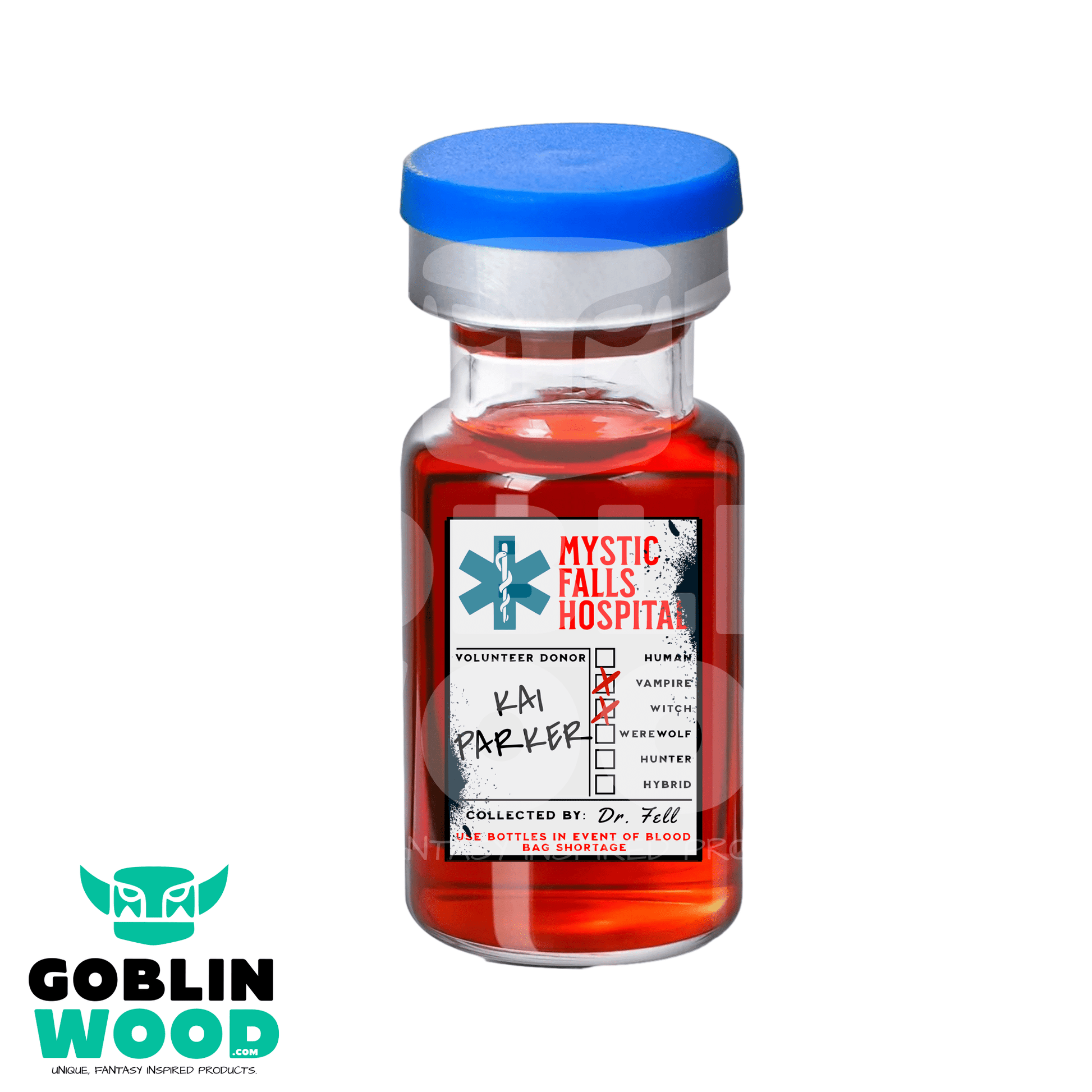 Kai Parker - Blood Vial - TVD Inspired - Goblin Wood Exclusive - Goblin Wood