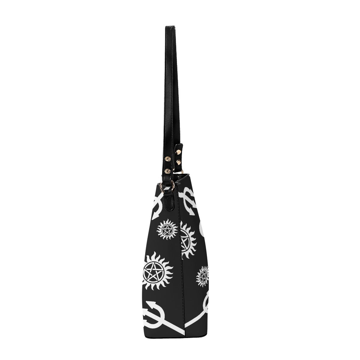 King Of Hell - Black AOP Cross Body Bucket Bag - Supernatural Inspired - Goblin Wood Exclusive - Goblin Wood