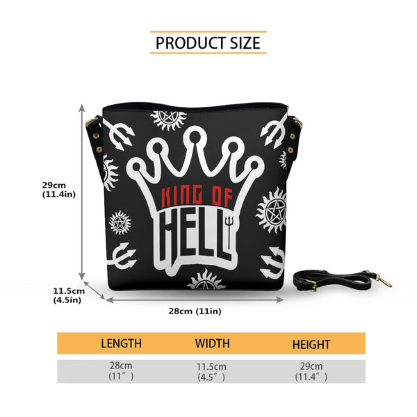 King Of Hell - Black AOP Cross Body Bucket Bag - Supernatural Inspired - Goblin Wood Exclusive - Goblin Wood