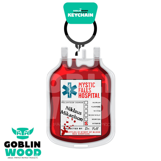 Klaus Blood Bag - Acrylic Keychain - TVD Inspired - Goblin Wood Exclusive - Goblin Wood