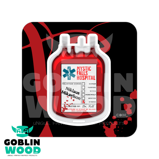 Klaus Blood Bag - Drinks Coaster - TVD Inspired - Goblin Wood Exclusive - Goblin Wood