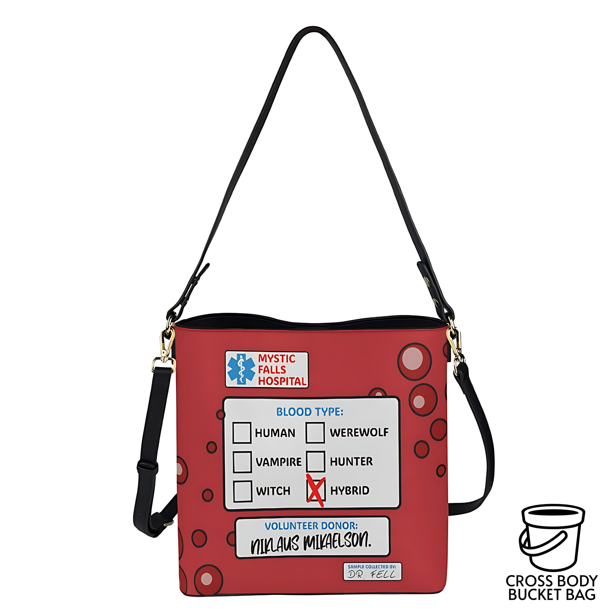 Blood Bag (Klaus) - Black Cross Body Bucket Bag  - TVD Inspired - Goblin Wood Exclusive