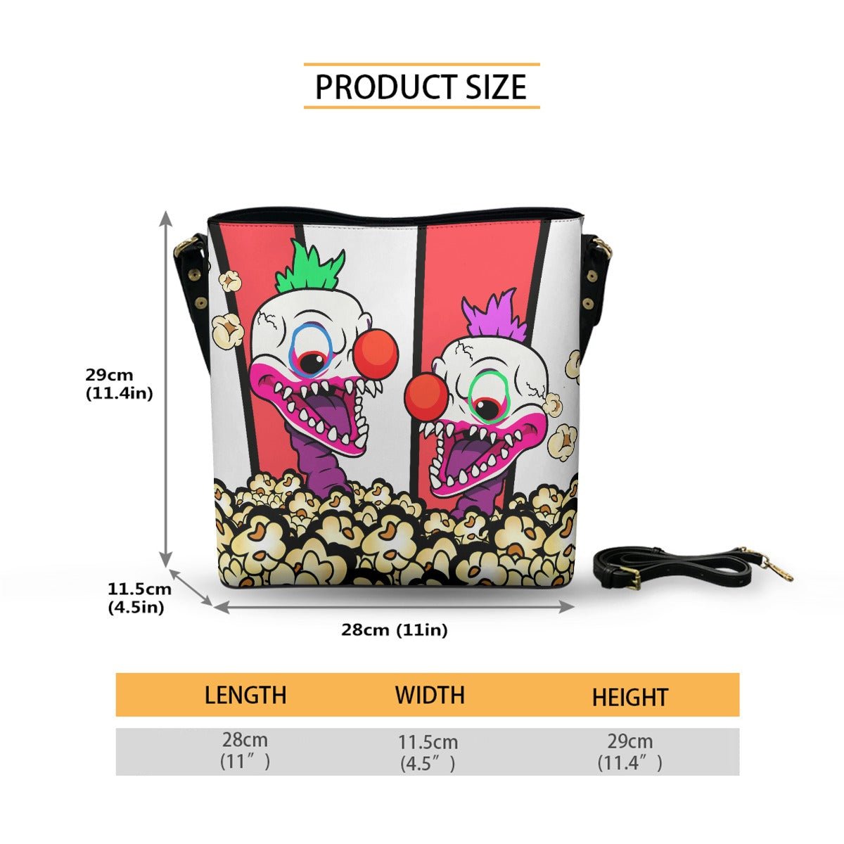 Klown - Crossbody Bucket Bag - Killer Klowns From Outer Space Inspired - Sumthin Wicked Exclusive - Goblin Wood