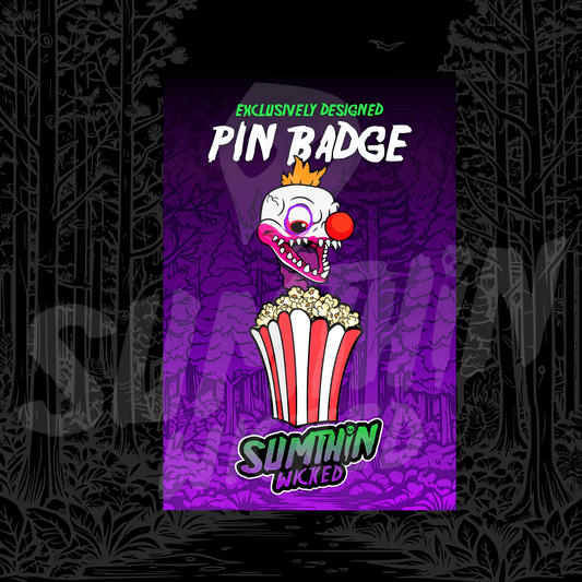Klown (Orange) - Acrylic Pin Badge - Killer Klowns From Outer Space Inspired - Sumthin Wicked Exclusive - Goblin Wood