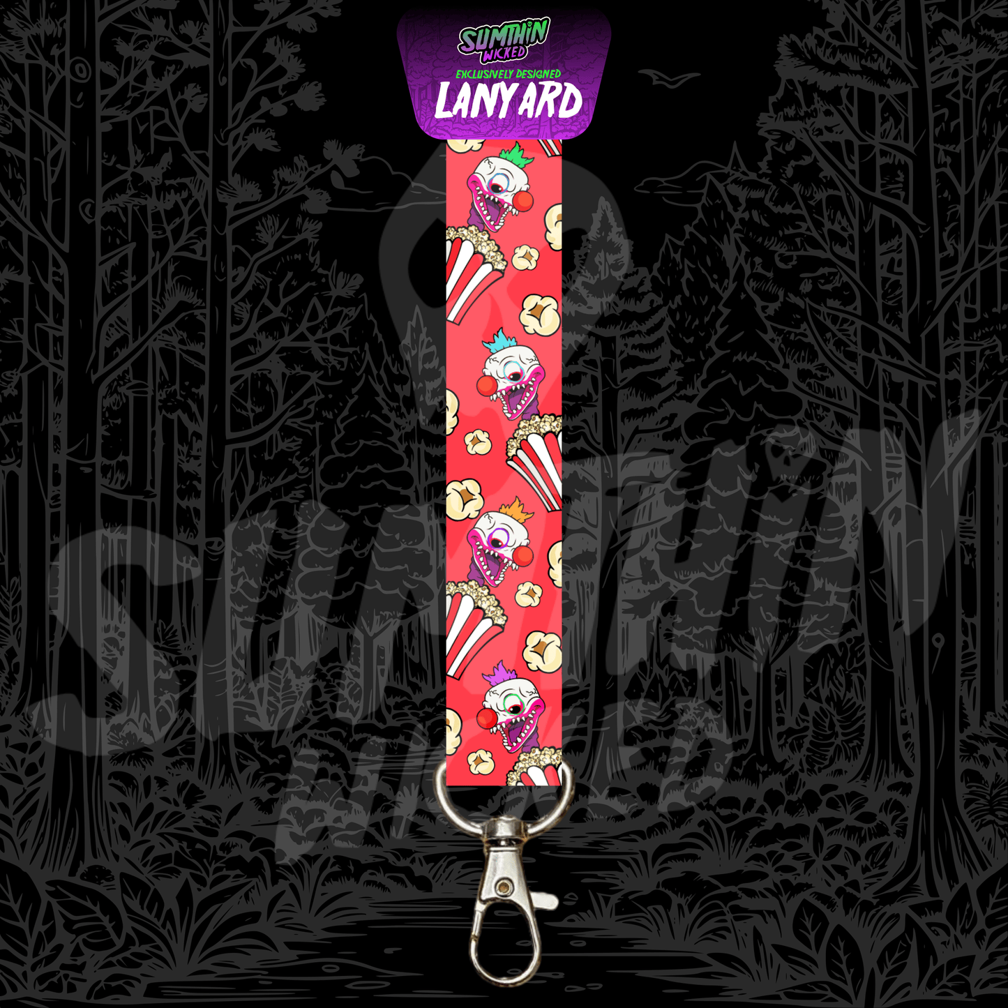 Klown (Red) - AOP Lanyard - Killer Klowns From Outer Space Inspired - Sumthin Wicked Exclusive - Goblin Wood