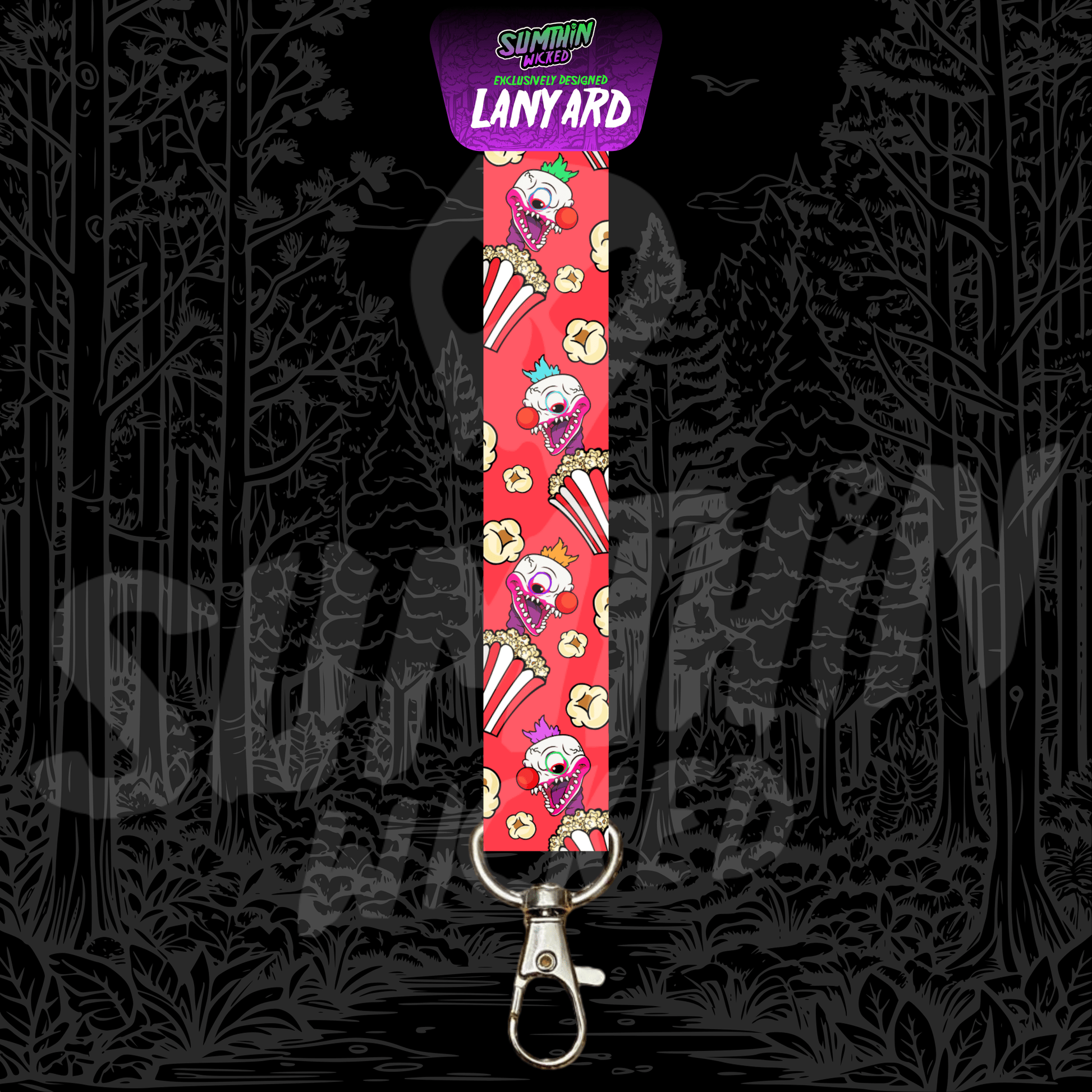 Klown (Red) - AOP Lanyard - Killer Klowns From Outer Space Inspired - Sumthin Wicked Exclusive - Goblin Wood