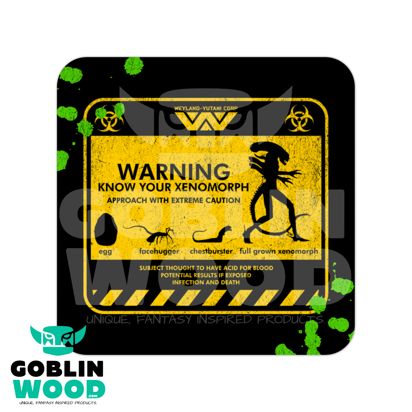 Know Your Xenomorph - Drinks Coaster -  - Goblin Wood Exclusive - Goblin Wood
