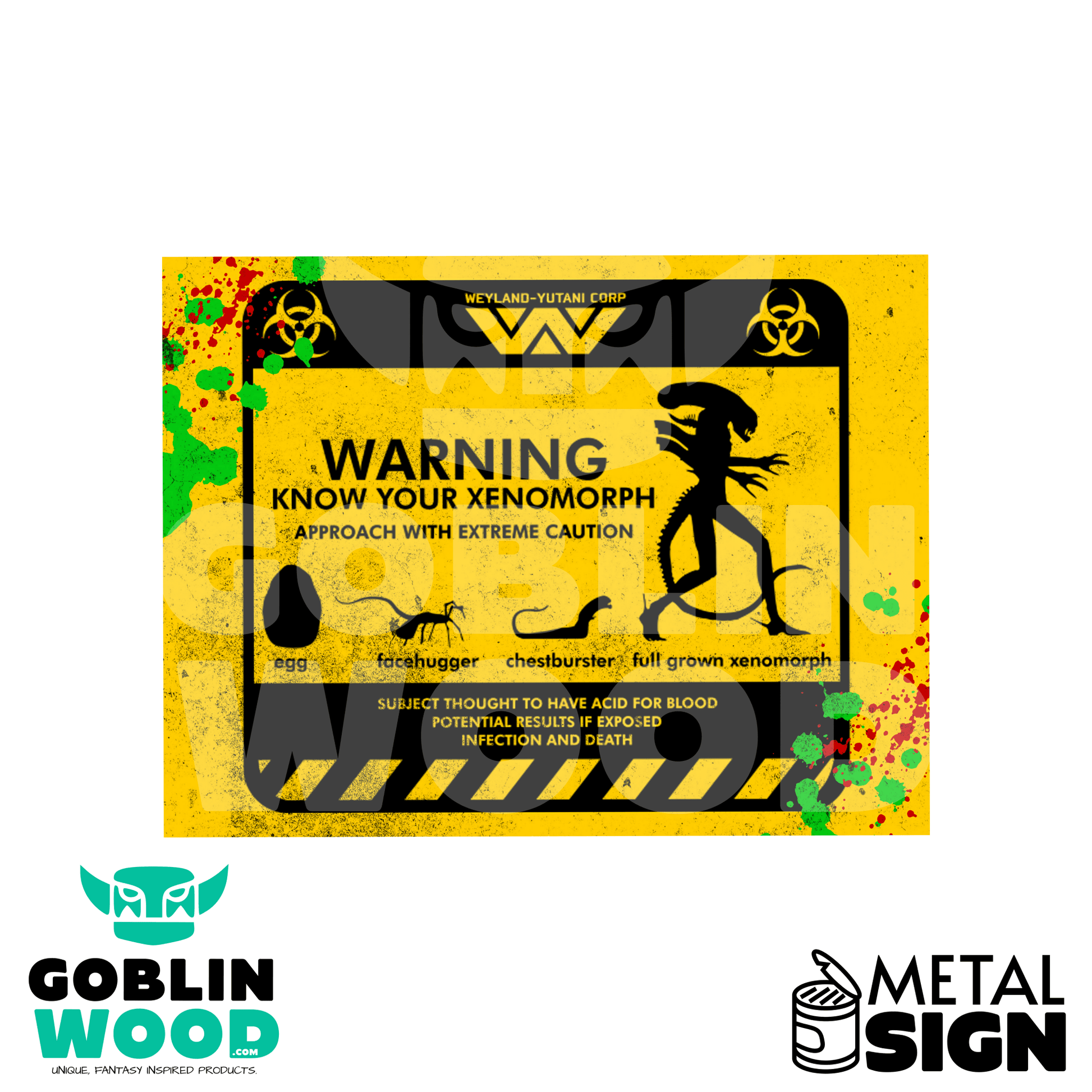 Know Your Xenomorph - Metal Decorative Sign -  - Goblin Wood Exclusive - Goblin Wood