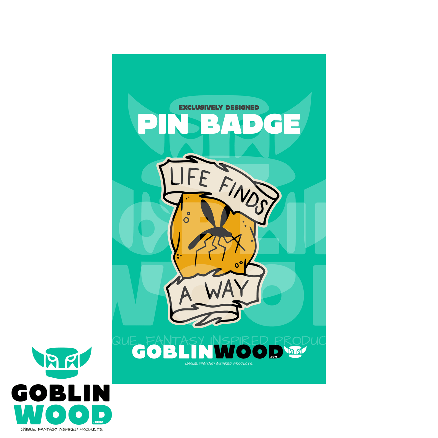 Life Finds A Way - Acrylic Pin Badge - Jurassic Park Inspired - Goblin Wood Exclusive - Goblin Wood