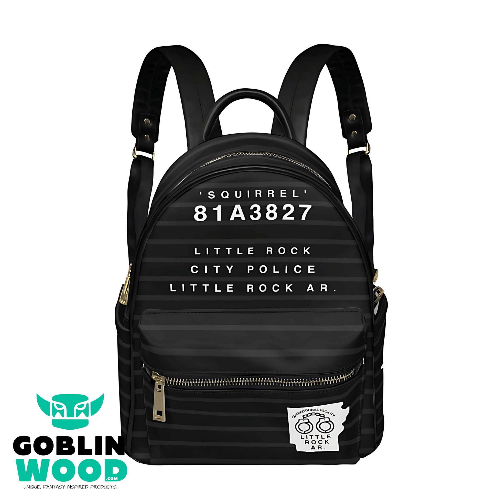 Locked Up (Squirrel) - Black Mini Backpack - Supernatural Inspired - Goblin Wood Exclusive - Goblin Wood