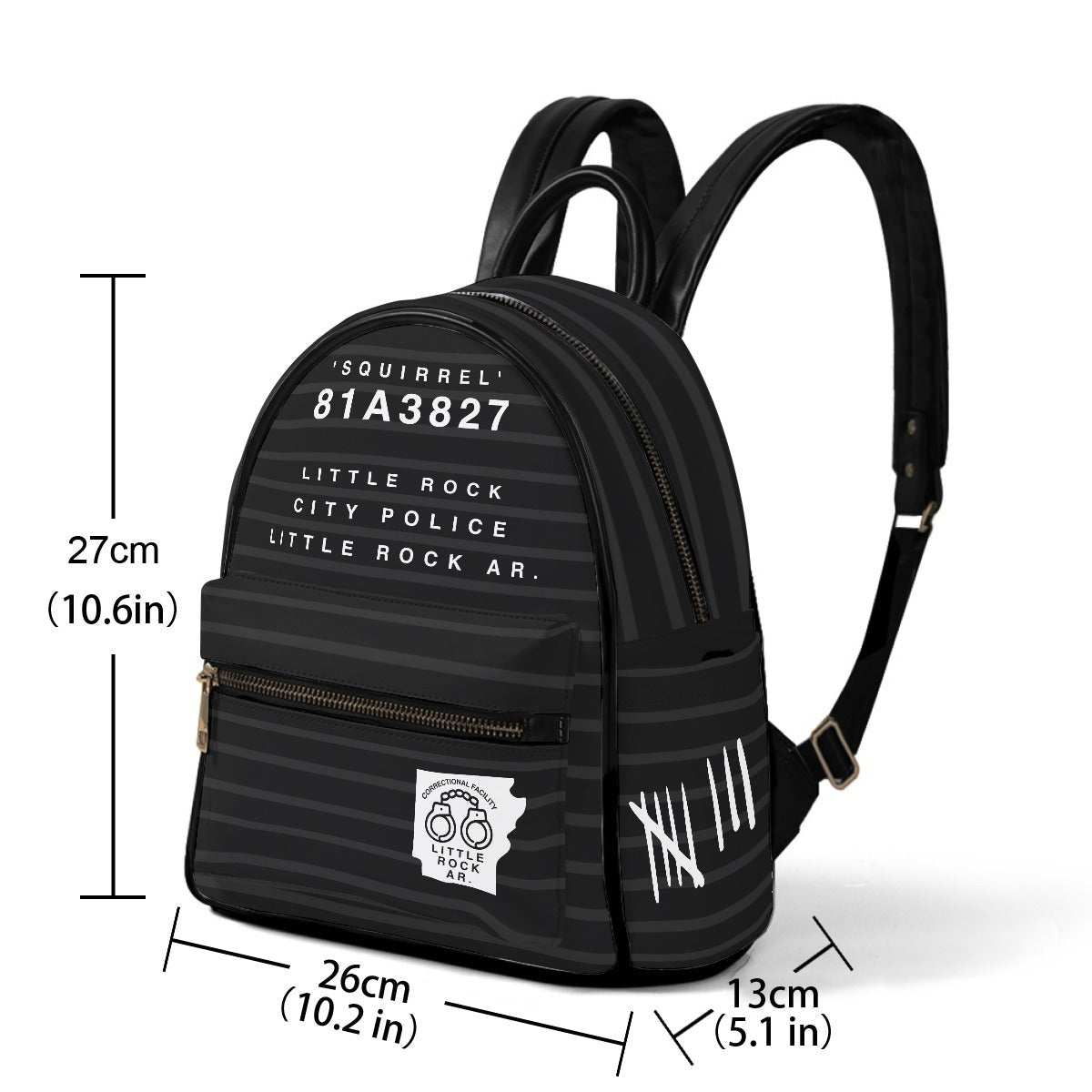 Locked Up (Squirrel) - Black Mini Backpack - Supernatural Inspired - Goblin Wood Exclusive - Goblin Wood