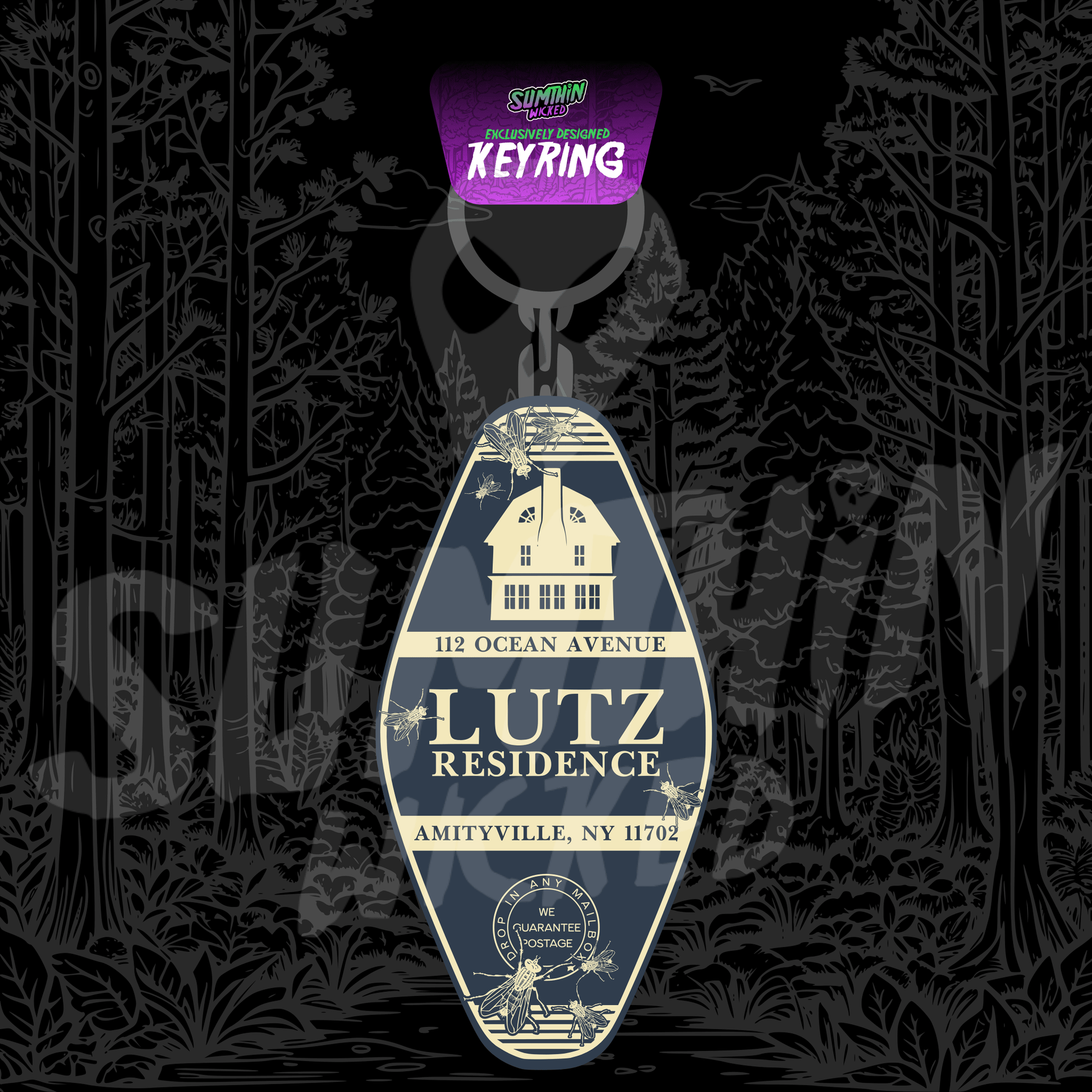Lutz Residence - Acrylic Key Fob Keychain - The Amityville Horror Inspired - Sumthin Wicked Exclusive - Goblin Wood