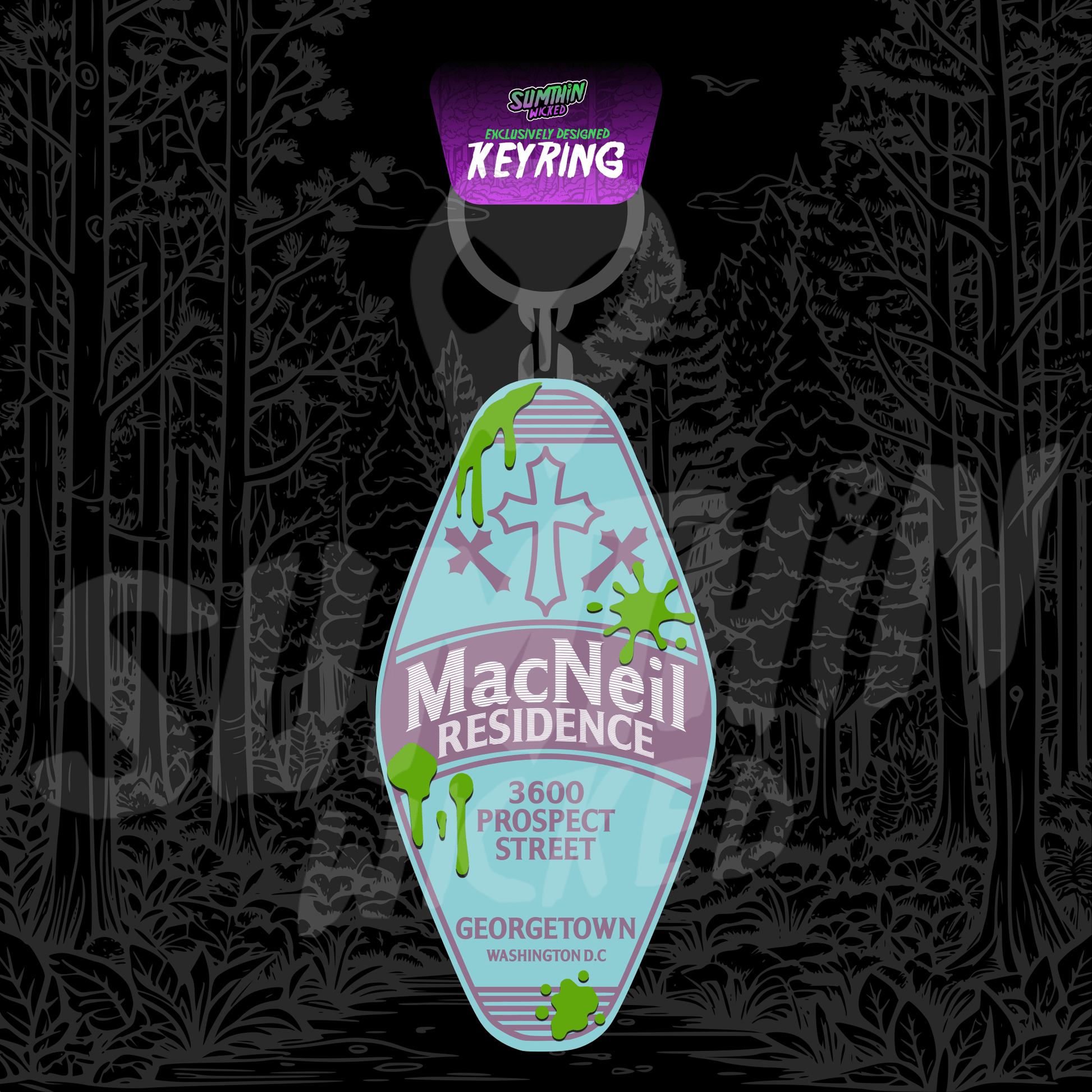 MacNeil Residence - Acrylic Key Fob Keychain - The Exorcist Inspired - Sumthin Wicked Exclusive - Goblin Wood