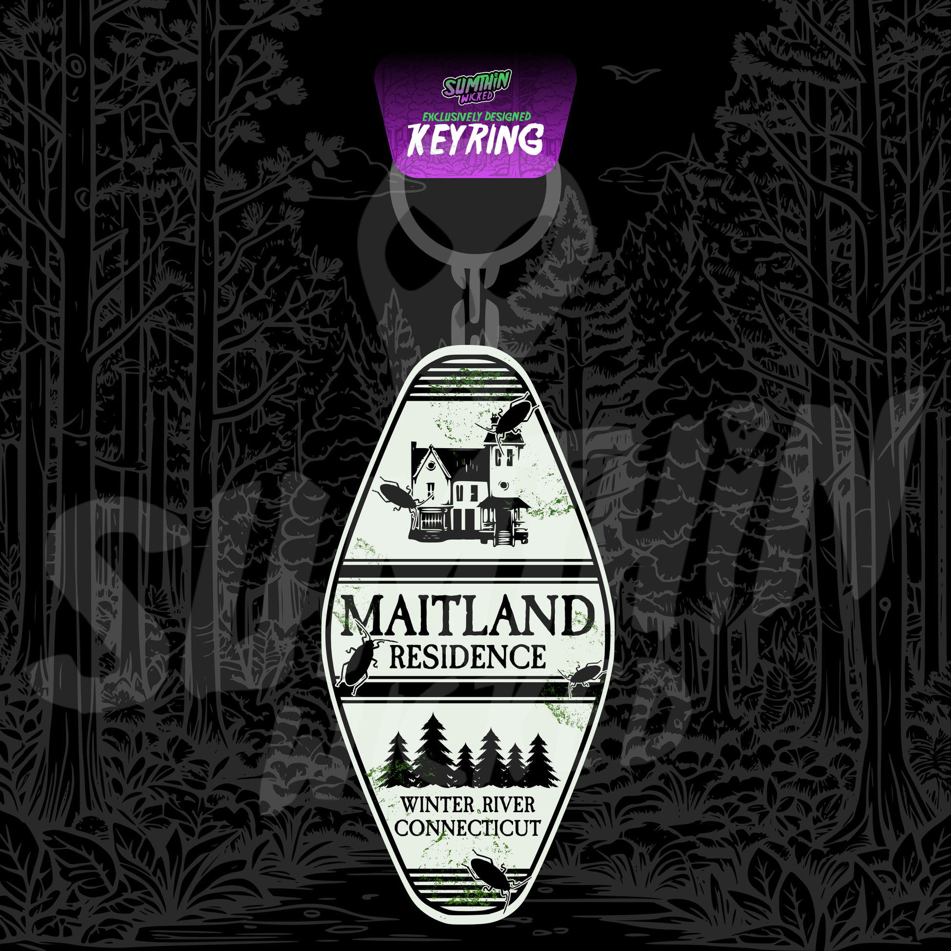 Maitland Residence - Acrylic Key Fob Keychain - Beetlejuice Inspired - Sumthin Wicked Exclusive - Goblin Wood