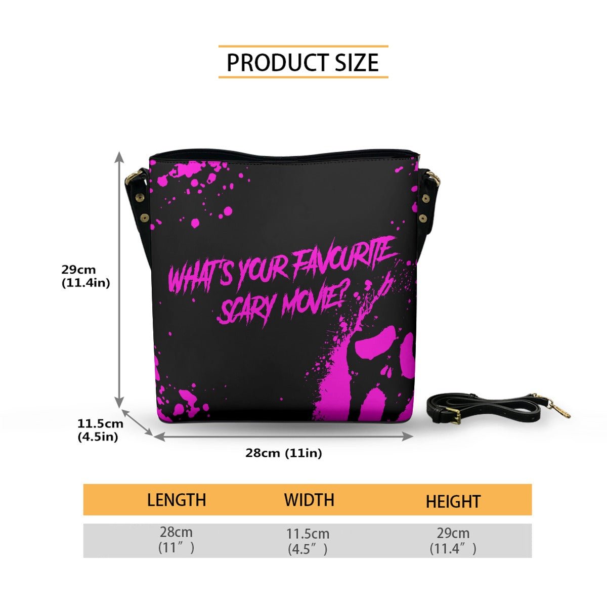 Movie (Black) - Cross Body Bucket Bag - Scream Inspired - Sumthin Wicked Exclusive - Goblin Wood