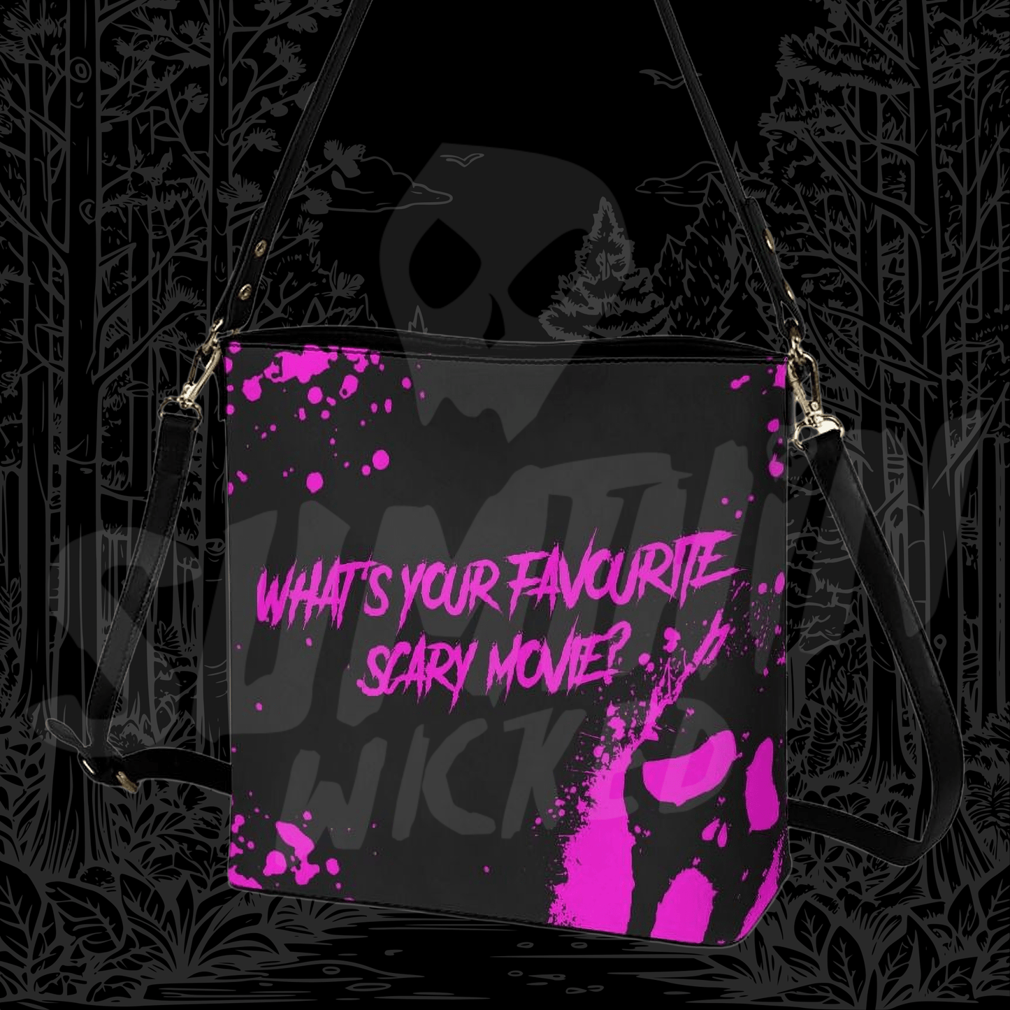 Movie (Black) - Cross Body Bucket Bag - Scream Inspired - Sumthin Wicked Exclusive - Goblin Wood