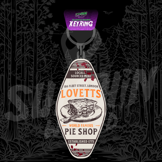 Mrs. Lovetts World famous Pie Shop 186 Fleet Street - Acrylic Key Fob Keychain - Sweeney Todd Inspired - Sumthin Wicked Exclusive - Goblin Wood