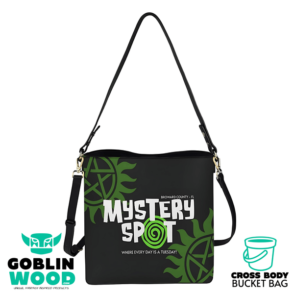 Mystery Spot - Black Cross Body Bucket Bag - Supernatural Inspired - Goblin Wood Exclusive - Goblin Wood