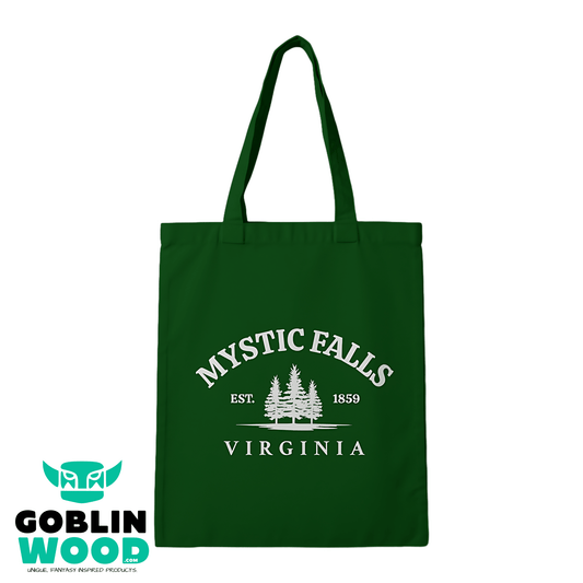 Mystic Falls - Bottle Green Tote Bag - TVD Inspired - Goblin Wood Exclusive - Goblin Wood
