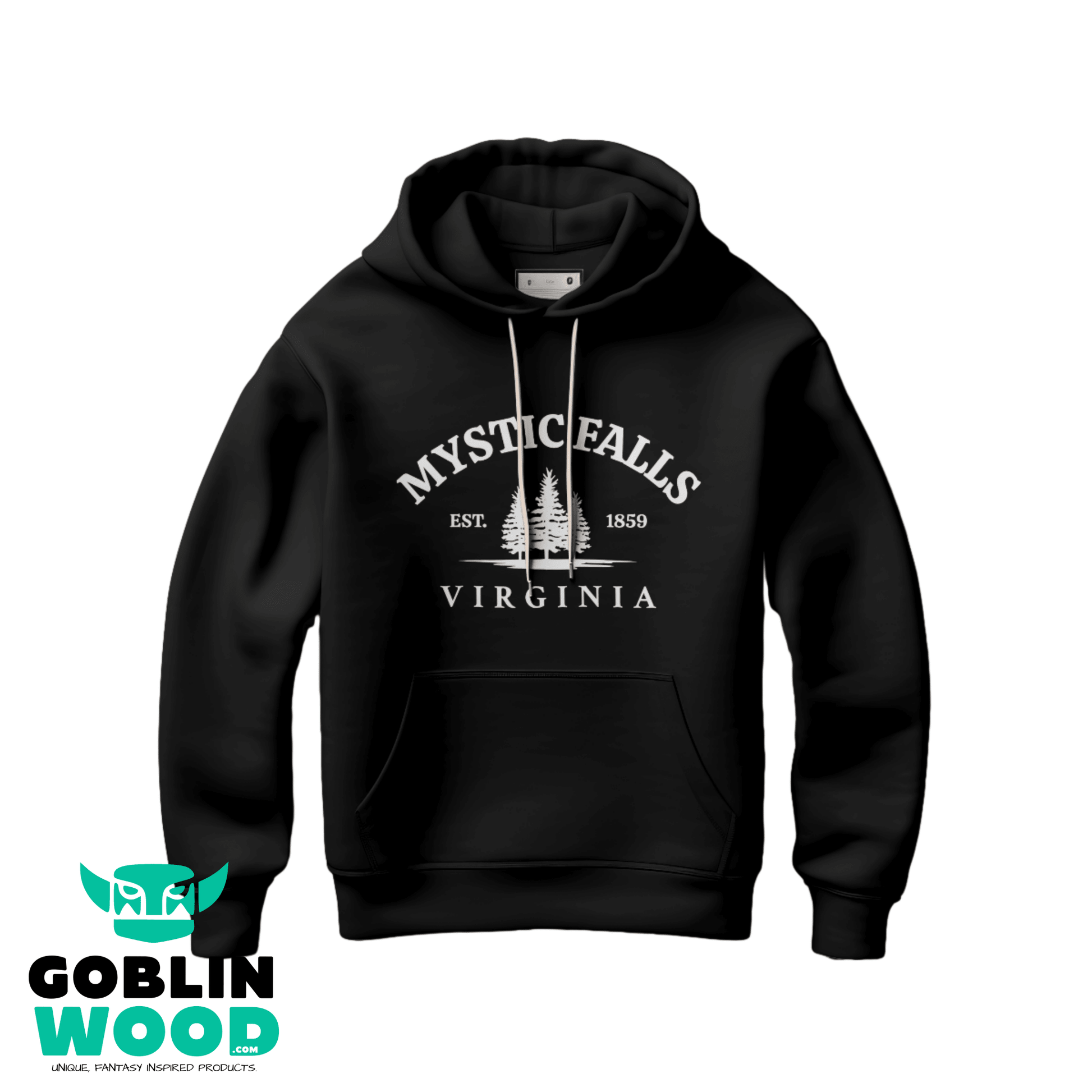Mystic Falls - Premium Black Hoody - TVD Inspired - Goblin Wood Exclusive - Goblin Wood