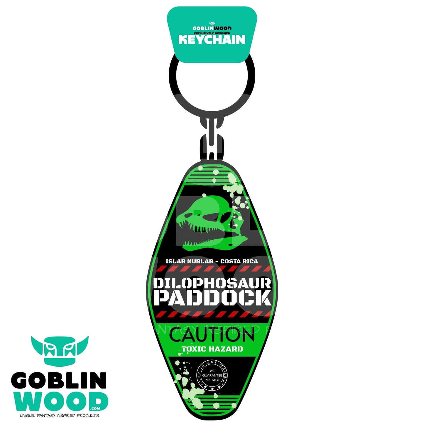 Nedry - Dilophosaur Paddock - Acrylic Key Fob Keychain - Jurassic Park Inspired - Goblin Wood Exclusive - Goblin Wood