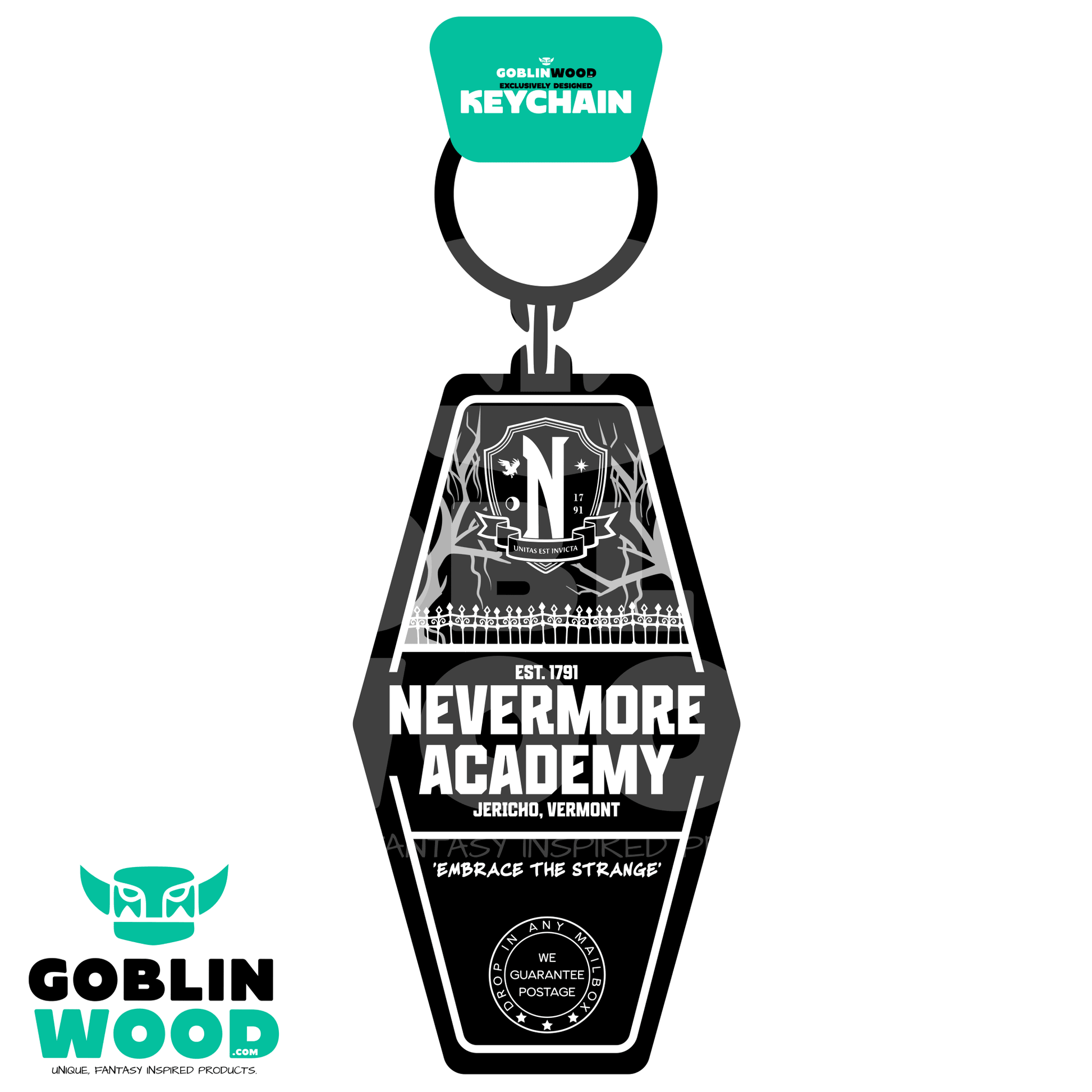 Nevermore Academy - Acrylic Keychain - Wednesday Inspired - Goblin Wood Exclusive - Goblin Wood