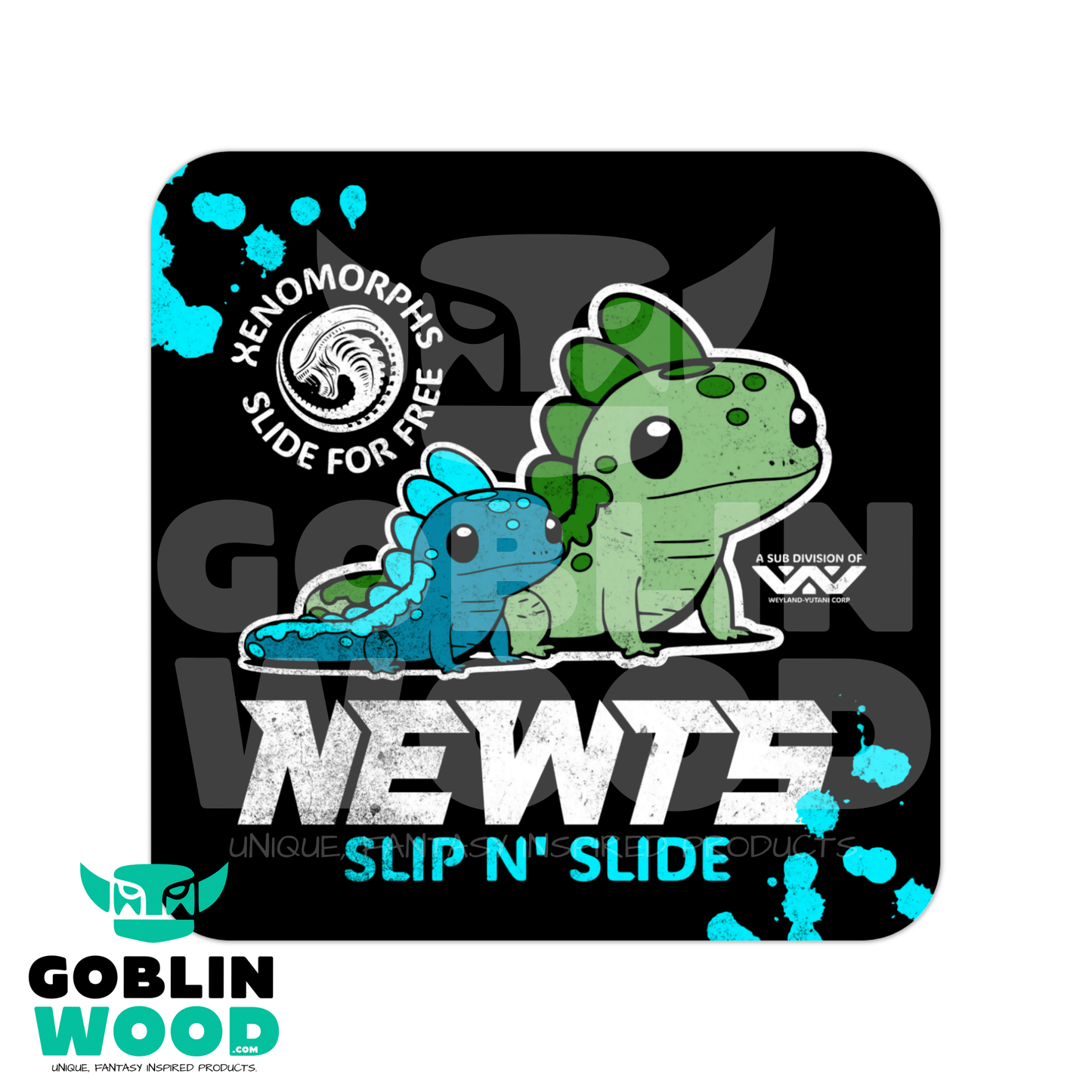 Newts Slip N' Slide - Drinks Coaster -  - Goblin Wood Exclusive - Goblin Wood