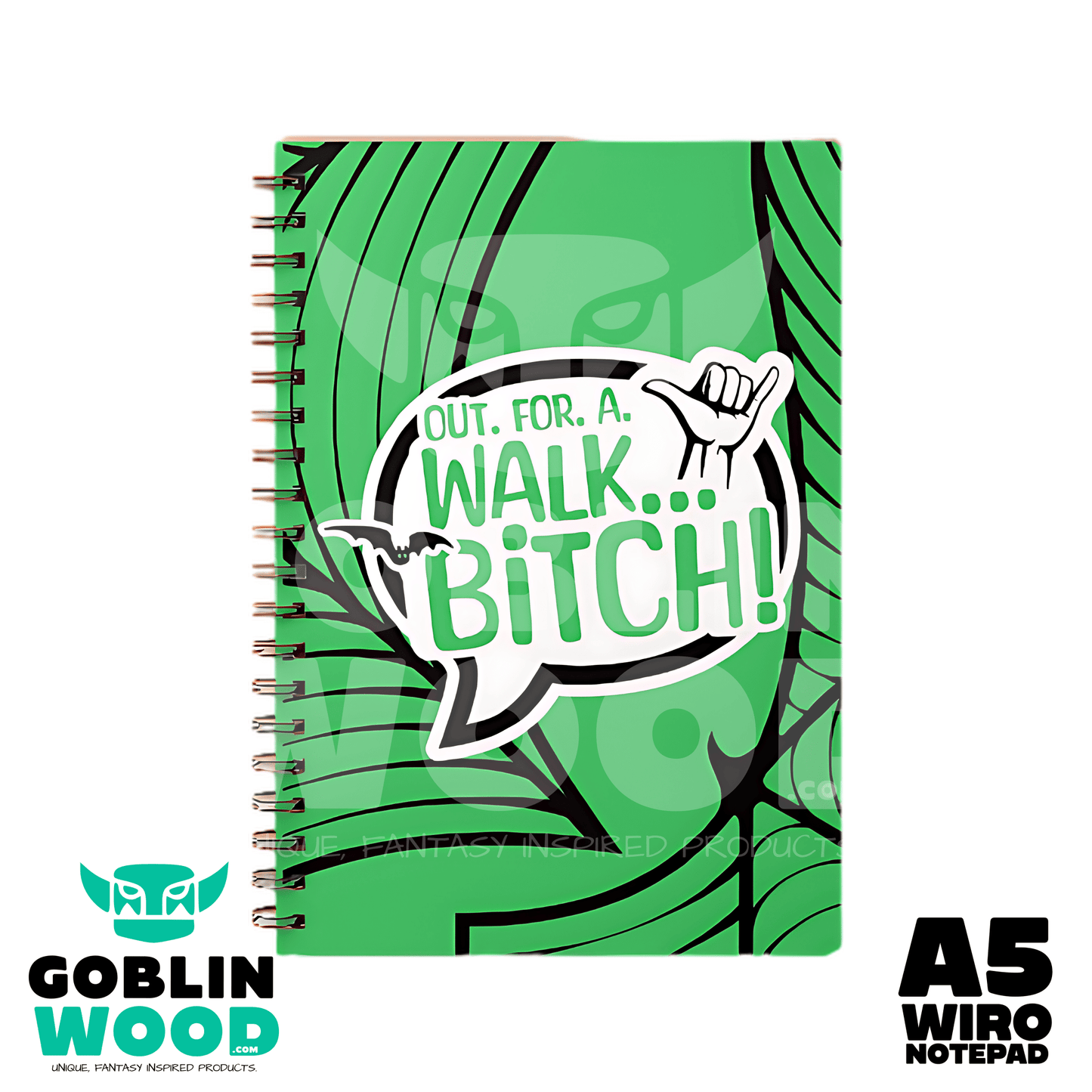 Out. For. A. Walk... - A5 Lined Notebook - Angel - Goblin Wood Exclusive - Goblin Wood