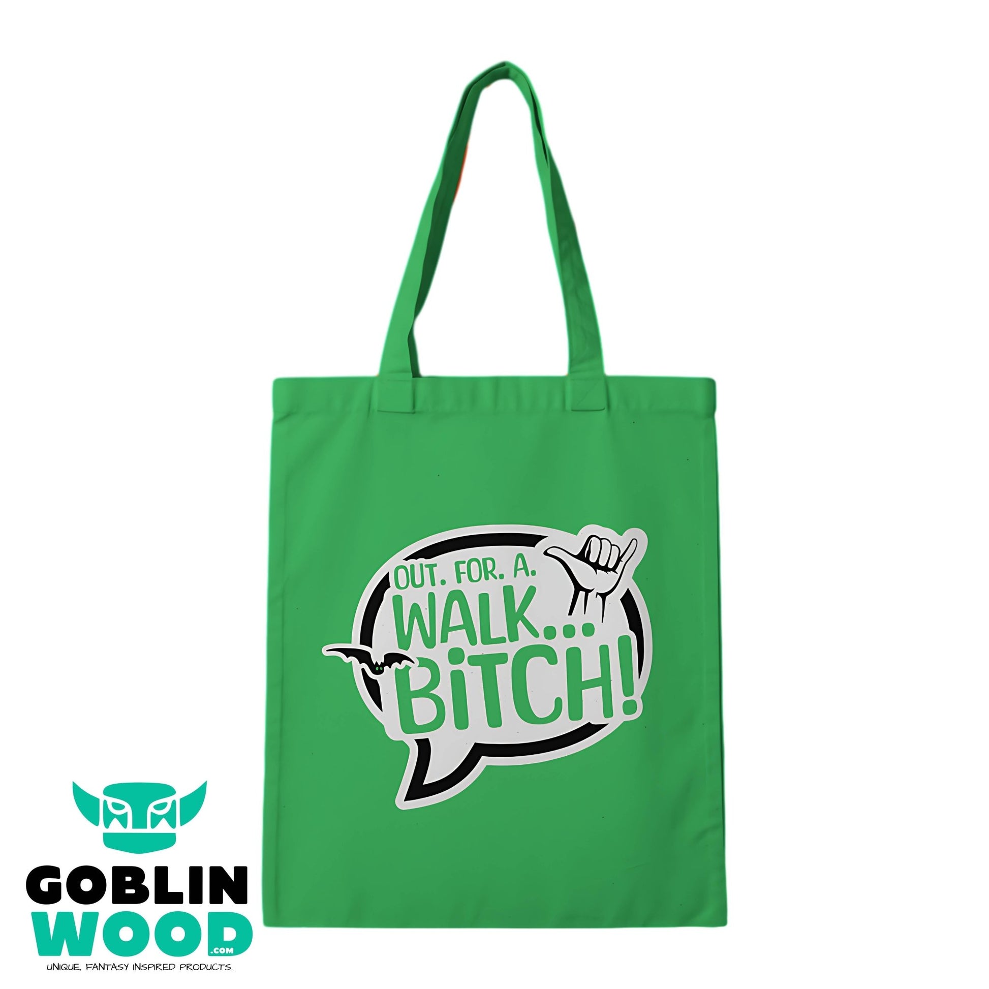 Out. For. a. Walk... - Green Tote Bag - Angel - Goblin Wood Exclusive - Goblin Wood