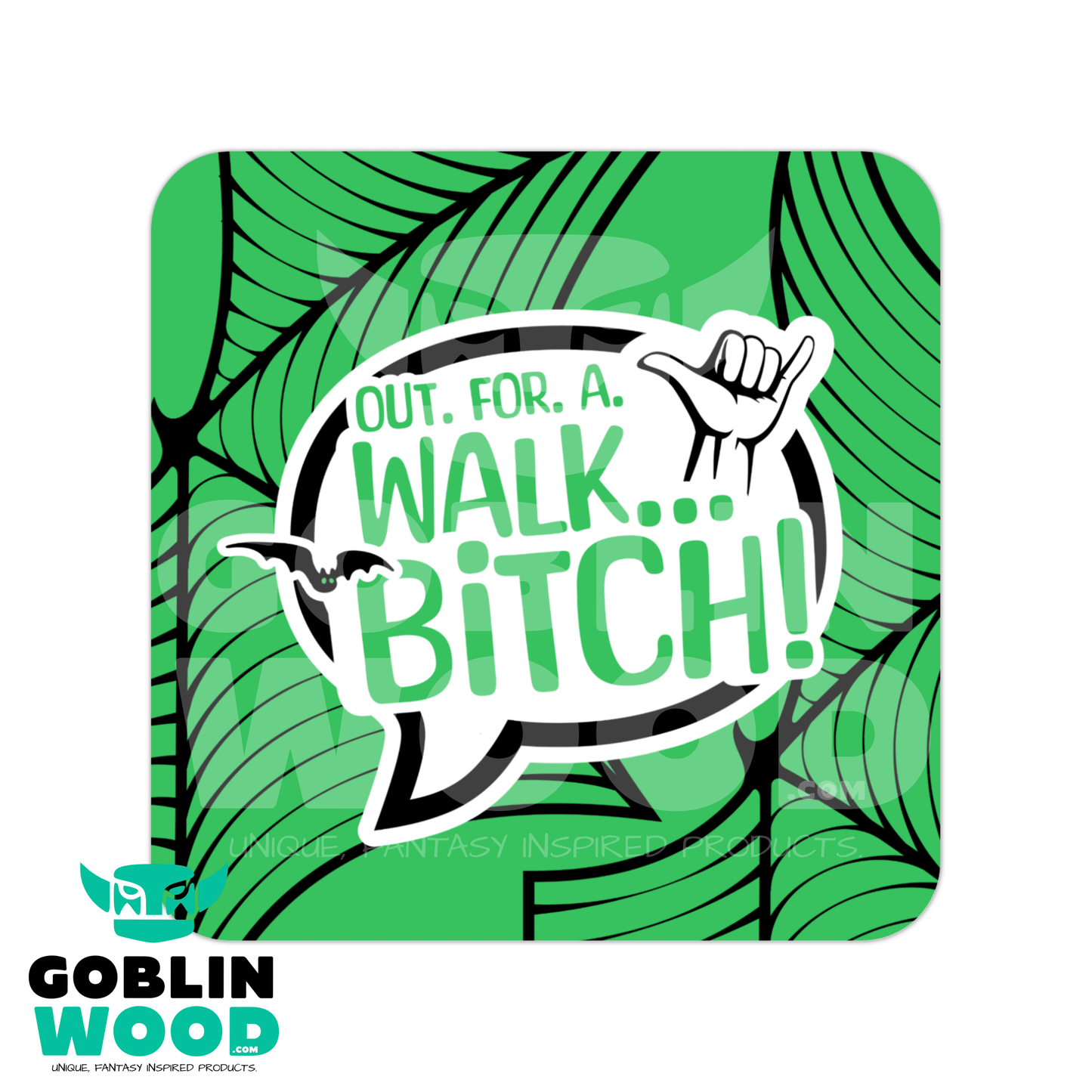 Out. For. A. Walk. - Speech Bubble Drinks Coaster - Angel - Goblin Wood Exclusive - Goblin Wood