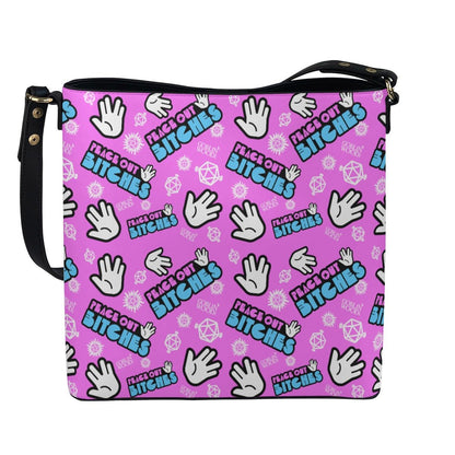 Peace Out Bitches - Bubblegum Cross Body Bucket Bag - Supernatural Inspired - Goblin Wood Exclusive - Goblin Wood