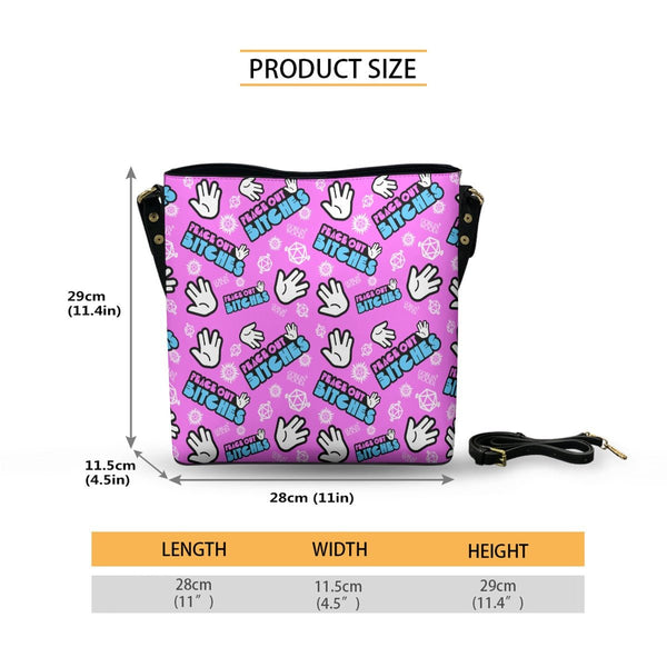 Peace Out Bitches - Bubblegum Cross Body Bucket Bag - Supernatural Inspired - Goblin Wood Exclusive - Goblin Wood