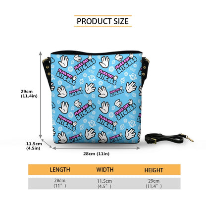 Peace Out Bitches - Sky Cross Body Bucket Bag - Supernatural Inspired - Goblin Wood Exclusive - Goblin Wood