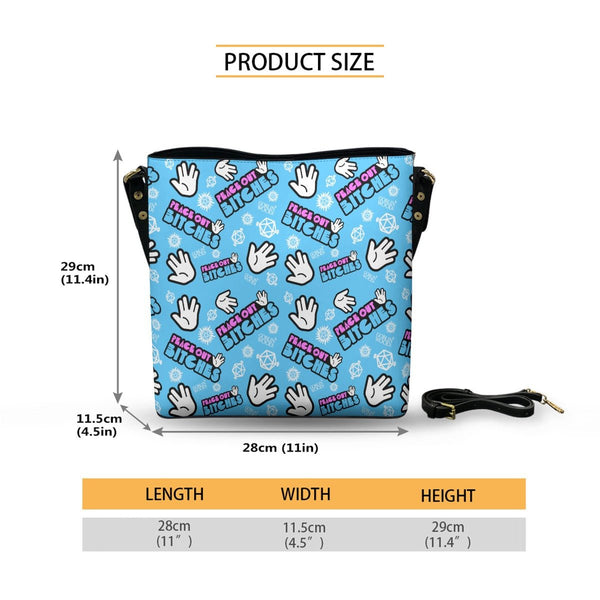 Peace Out Bitches - Sky Cross Body Bucket Bag - Supernatural Inspired - Goblin Wood Exclusive - Goblin Wood
