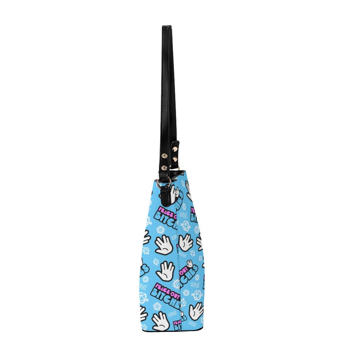 Peace Out Bitches - Sky Cross Body Bucket Bag - Supernatural Inspired - Goblin Wood Exclusive - Goblin Wood