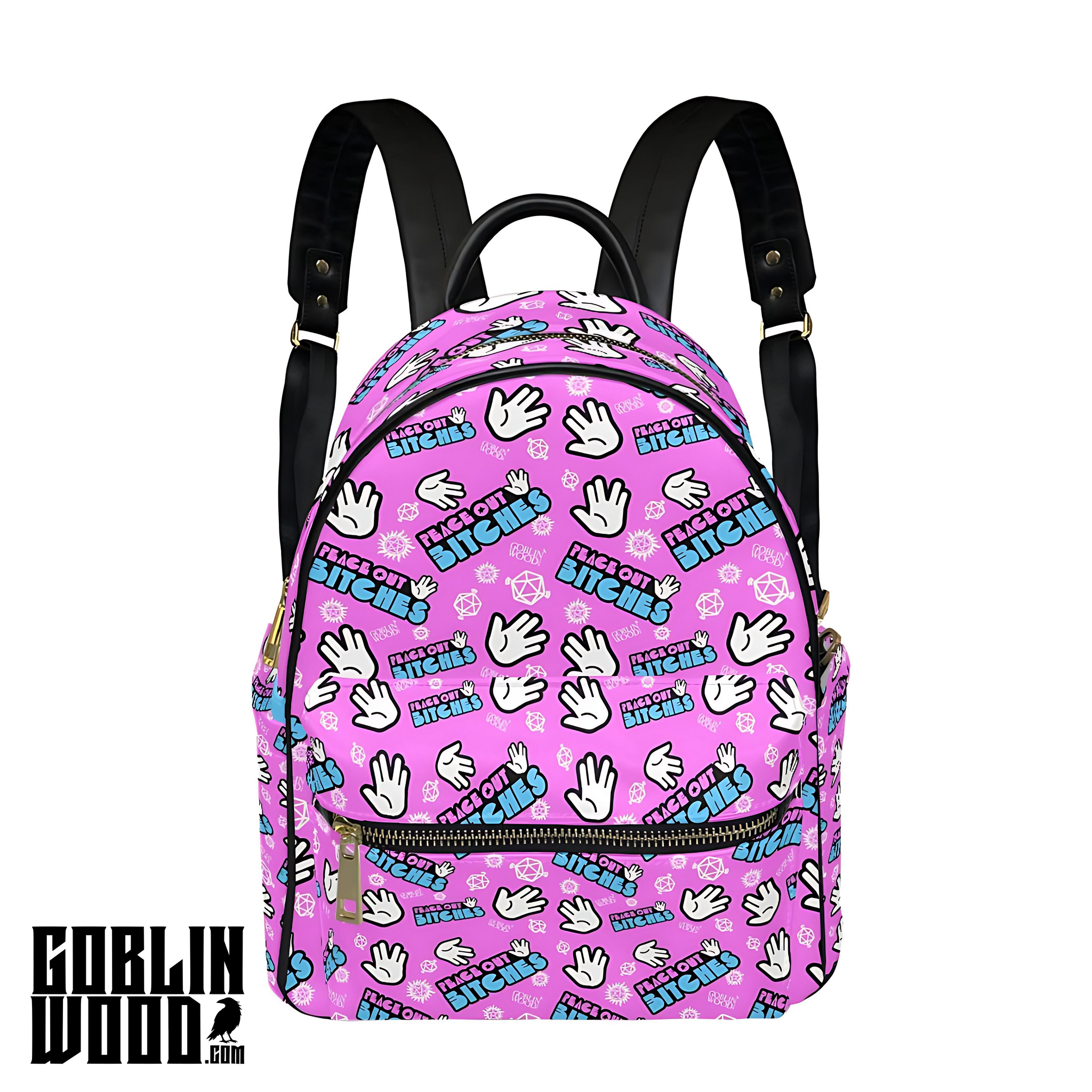 Peace Out Bitches (Bubblegum) - Mini Backpack - Supernatural Inspired - Goblin Wood Exclusive